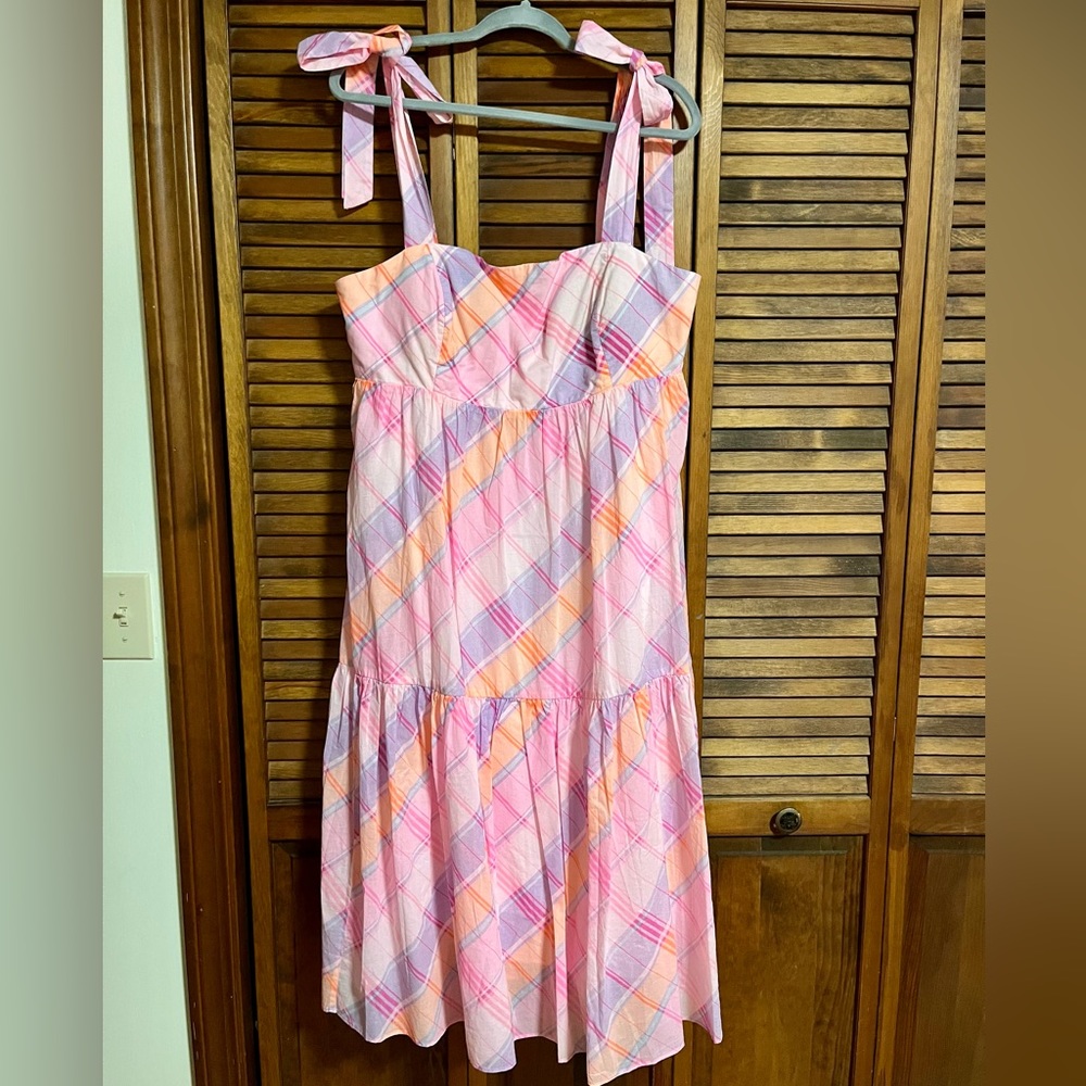 Lilly Pulitzer Anlee Cotton Midi Dress Madras Plaid NWT Sz 16